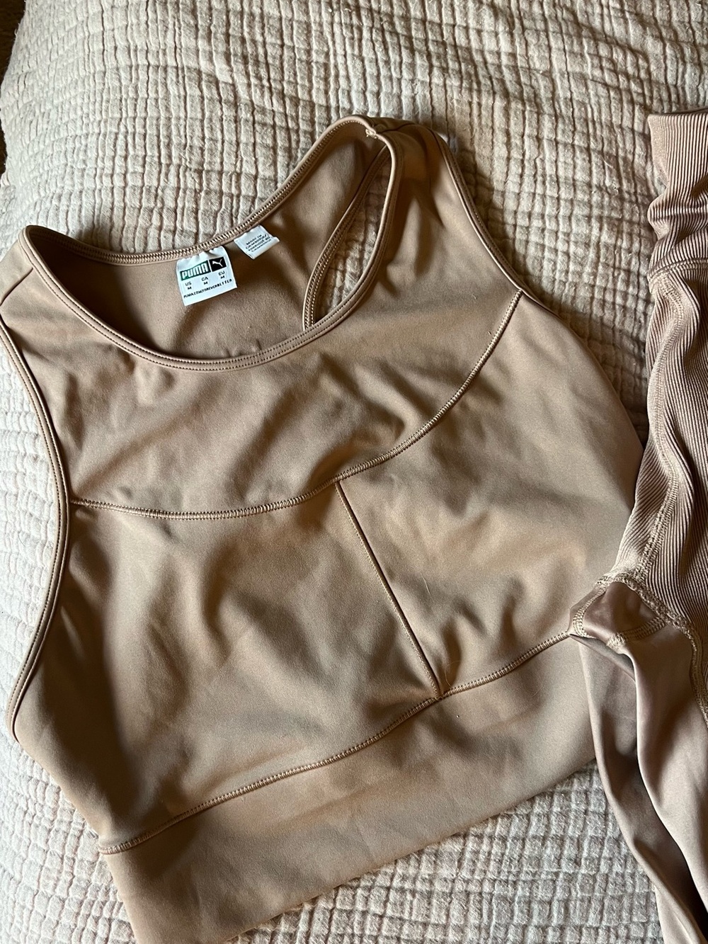Puma Ribbed Workout Set in Camel - Picture 6 of 8